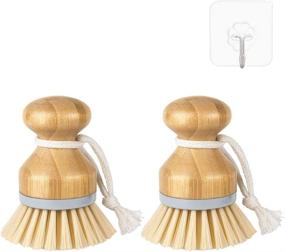 img 4 attached to 🧼 Bamboo Round Mini Scrub Brush Set for Effective Dish and Kitchen Cleaning - Pack of 2