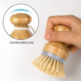 img 2 attached to 🧼 Bamboo Round Mini Scrub Brush Set for Effective Dish and Kitchen Cleaning - Pack of 2