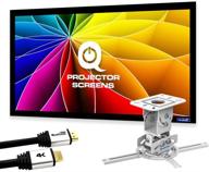 🎥 high contrast gray fixed frame projector screen bundle with qualgear projector ceiling mount & 25ft hdmi cable (prb-717-wht-110g-25ft) logo