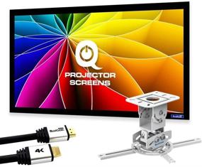 img 4 attached to 🎥 High Contrast Gray Fixed Frame Projector Screen Bundle with QualGear Projector Ceiling Mount & 25ft HDMI Cable (PRB-717-Wht-110G-25ft)