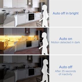 img 3 attached to Upgraded Rechargeable Motion Sensor Strip Light, WOBANE LED Counter Lights - Battery Operated Wardrobe/Stair/Pantry/Under Cabinet Strip Light - 2700K Warmwhite, 6.56ft, 2 Pack