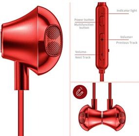 img 2 attached to Наушники JLHY водонепроницаемые Bluetooth 5.0 - спортивные наушники против пота с HD стерео, шумоподавляющим микрофоном и красным дизайном.