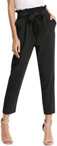 img 4 attached to 👖 Women's Paper Bag Waist Pants: Stylish Slim Fit for Casual Office Chic