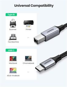 img 3 attached to 🔌 UGREEN Кабель USB C к USB B 2.0 для принтера - оплетенный кабель для принтеров и сканеров Epson, MacBook Pro, HP, Canon, Brother, Samsung и др. (3 фута)