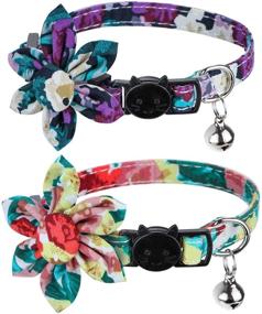 img 4 attached to 🐱 Chede Breakaway Cat Collar with Bells - 2/1 Pack - Christmas & Sunflower Designs - Adjustable Collars for Cats and Small Dogs - Pet Accessories