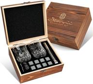 🥃 men's whisky glass set with 8 granite whisky rocks and 2 glasses – ideal father's day, valentine's day, and anniversary gift logo