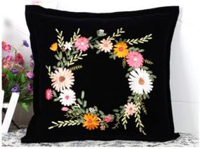 img 4 attached to 🎀 Golden Time DIY Ribbon Embroidery Pillow Case Kit with Hoop (Inner not included)