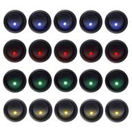 🔘 xt auto 20 amp led round rocker toggle light switch - pack of 20: spst on-off control for car truck logo