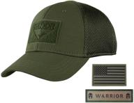 condor flex mesh cap with black color, flag & warrior patch – fitted tactical operator hat logo