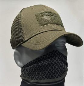 img 1 attached to Condor Flex Mesh Cap with Black Color, Flag & Warrior Patch – Fitted Tactical Operator Hat