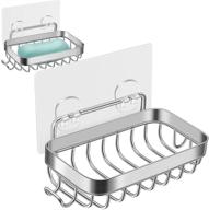 🧼 wall mounted draining soap saver: rectangle bar soapdish with perforation for shower wall tile - replacement for suction soapholder - double soap dish holder for bathroom logo