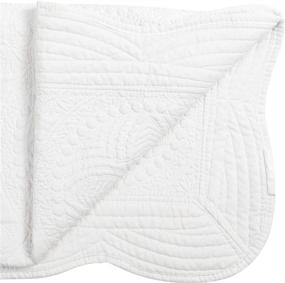 img 1 attached to 👶 Personalized Monogram Lightweight Embossed Scalloped Throw Blanket for Babies - MONOBLANKS Baby Quilt - Suitable for All Seasons (White)