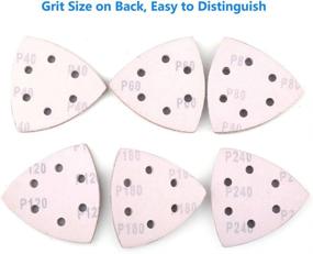 img 1 attached to 🔸 LotFancy Sanding Pad for Oscillating Multitool - 6-Hole, 60PCS Detail Sander Sandpaper - Assorted Grits (40-240) - Triangle Hook and Loop Sanding Sheets