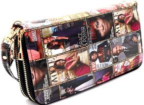 img 2 attached to Michelle Obama Magazine Print Patent Wristlet Wallet: Stylish and Spacious Cellphone Wallet with Double and Single Zipper Compartments