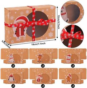 img 3 attached to 18 упаковок рождественских печенья ELCOHO: праздничные коробки Kraft с прозрачным окном для подарков на новогодние праздники, сладких лакомств и кондитерских изделий - необходимая покупка для вечеринок! (6 вариантов стиля)
