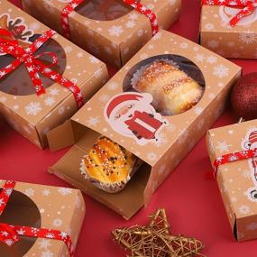 img 1 attached to 18 упаковок рождественских печенья ELCOHO: праздничные коробки Kraft с прозрачным окном для подарков на новогодние праздники, сладких лакомств и кондитерских изделий - необходимая покупка для вечеринок! (6 вариантов стиля)