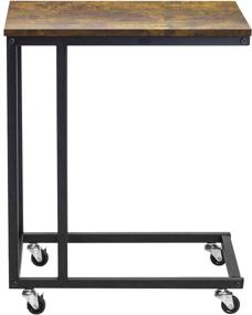 img 1 attached to 🍽️ Sorbus Snack Side Table with Castors | Portable Rolling End Table for Laptop | Rustic Farmhouse Accent Furniture | Metal Frame (Rustic Brown)