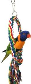 img 1 attached to 🐦 Bird Swing Perch Cotton Rope Ring Toy: Ideal for Parrots, Budgies, Cockatiels, Conures, Lovebirds, Caiques, Lorikeets, Finches, Canaries, Cockatoos - Cage Perch Stand