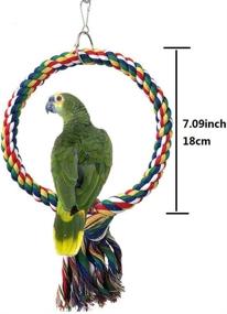 img 3 attached to 🐦 Bird Swing Perch Cotton Rope Ring Toy: Ideal for Parrots, Budgies, Cockatiels, Conures, Lovebirds, Caiques, Lorikeets, Finches, Canaries, Cockatoos - Cage Perch Stand