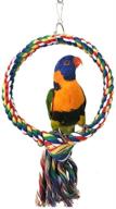 🐦 bird swing perch cotton rope ring toy: ideal for parrots, budgies, cockatiels, conures, lovebirds, caiques, lorikeets, finches, canaries, cockatoos - cage perch stand logo