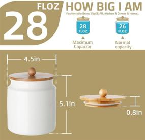 img 2 attached to 🍯 SWEEJAR Ceramic Food storage Jar with Bamboo Lid and Seal Ring, 28 FLOZ – Ideal for Serving Ground Coffee, Tea, Sugar, Salt, White