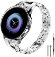 металлический заменяемый браслетный ремешок для samsung galaxy watch 42mm/galaxy watch active 2 40mm&amp;44mm, женский 20mm sankel, совместим с galaxy watch active/galaxy watch 42mm/gear sport (серебристый) логотип