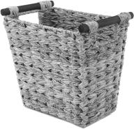 🗑️ stylish and functional gray wash whitmor split rattique waste basket with wood handles logo