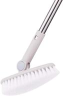 🧽 versatile floor scrub brush for efficient cleaning – rotatable 6.3in wide bathroom bathtub shower tile grout scrubber with 35.4in long handle – ideal for hard-to-reach areas – white logo