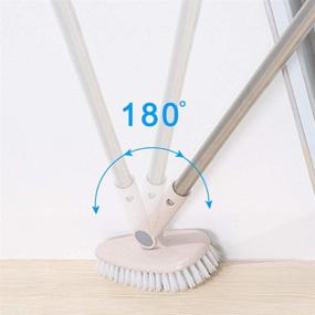 img 3 attached to 🧽 Versatile Floor Scrub Brush for Efficient Cleaning – Rotatable 6.3in Wide Bathroom Bathtub Shower Tile Grout Scrubber with 35.4in Long Handle – Ideal for Hard-to-Reach Areas – White