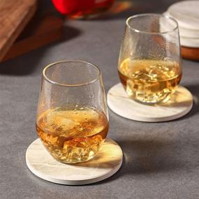 img 3 attached to LIFVER Marble Style Ceramic Drink Coasters Set of 6 with Holder - 🍸 Absorbent Coasters for Tabletop Protection, Ideal for Various Cups on Wooden Tables, 4 Inches