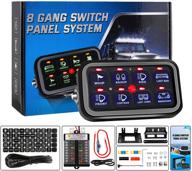 8 gang switch panel electronic relay system - universal light bar switch panel for trucks, cars, offroad, utv, caravans - automatic dimmable, waterproof, blue backlight logo