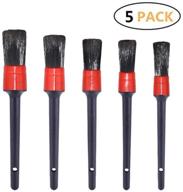 🚗 rw chef detailing brush set: premium alpinebro brushes for car interior and exterior cleaning - 5 different sizes, natural hair mixed fiber, plastic handle logo