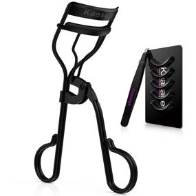 img 4 attached to 💁 Kaasage Black Professional Eyelash Curler Tweezers for Women - Curl Open-eye Eyelashes Naturally in Seconds with No Pinching, No Pulling. Includes Refill Silicone Pads for Long Lasting Results