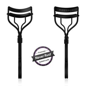 img 1 attached to 💁 Kaasage Black Professional Eyelash Curler Tweezers for Women - Curl Open-eye Eyelashes Naturally in Seconds with No Pinching, No Pulling. Includes Refill Silicone Pads for Long Lasting Results