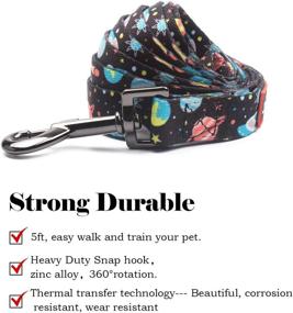 img 2 attached to 🌟 Adjustable Personalized QQPETS Dog Collar Leash Set: Basic Collars with Handle for Training, Walking, and Running Medium or Large Dogs - Starry Sky Pattern