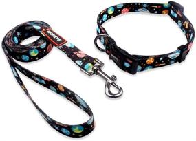 img 4 attached to 🌟 Adjustable Personalized QQPETS Dog Collar Leash Set: Basic Collars with Handle for Training, Walking, and Running Medium or Large Dogs - Starry Sky Pattern