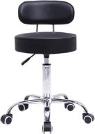 🪑 kktoner black pu leather rolling stool: mid back height adjustable office computer home drafting swivel task chair with wheels logo