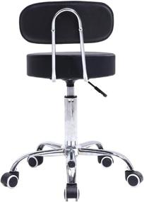 img 1 attached to 🪑 KKTONER Black PU Leather Rolling Stool: Mid Back Height Adjustable Office Computer Home Drafting Swivel Task Chair with Wheels