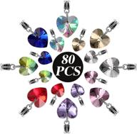 💖 80-piece set of large hole glass dangle heart pendants with bail hanger and mirror effect layer back in 10 colors - ideal for diy valentine's day jewelry making: necklaces, earrings, bracelets. logo