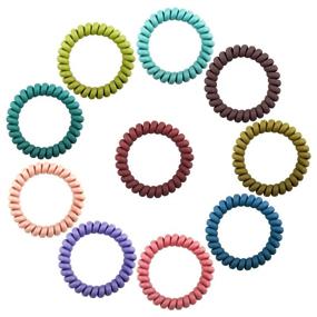 img 2 attached to 💫 10 Pcs Spiral Hair Ties: Coils, Phone Cord Hair Rings for Any Hair Type