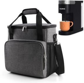 img 4 attached to Portable Storage Bag for Keurig K-Slim Coffee Machines and Accessories - Waterproof Travel Carrying Case with Shoulder Strap, Dustproof Tote Bag in Grey by BAGLHER