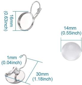 img 2 attached to 🌸 Pandahall Platinum Brass Lever Back Earring Hoop Earring Findings Kit with Clear Domed Glass Cabochon Tiles Settings Tray - DIY Jewelry Making for Women, Girls, and Decoration Crafts - 14mm