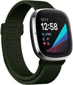 img 4 attached to 🏋️ Мягкие регулируемые фиксаторы из нейлона HAPAW для Fitbit Sense/Versa 3 - удобный дышащий спортивный ремешок для женщин и мужчин.