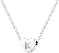 💕 stainless steel heart-shaped alphabet initial letters collar necklace with statement pendant logo