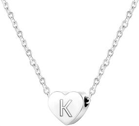 img 1 attached to 💕 Stainless Steel Heart-Shaped Alphabet Initial Letters Collar Necklace with Statement Pendant