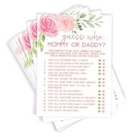 🤔 guess who game, mommy or daddy? 50 cards - fun and easy baby shower game & activity logo