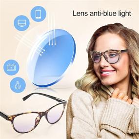 img 2 attached to 👓 Protect Your Eyes with Leaead Reading Glasses featuring BluErase Lens - Cat Eye Anti-Blue Light Glasses for Women