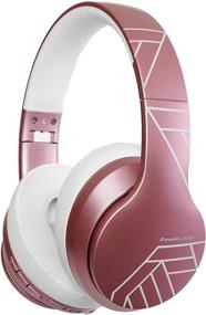 img 4 attached to 🎧 Rose Gold Bluetooth Headphones Over Ear, PowerLocus Wireless Headset with Deep Bass, Hi-Fi Stereo, Soft Earmuffs, Foldable Design, Mic for Cell Phones, Online Class, Home Office, PC