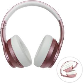 img 2 attached to 🎧 Rose Gold Bluetooth Headphones Over Ear, PowerLocus Wireless Headset with Deep Bass, Hi-Fi Stereo, Soft Earmuffs, Foldable Design, Mic for Cell Phones, Online Class, Home Office, PC