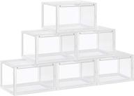 songmics shoe boxes, pack of 6 stackable shoe organizer with clear door for 👞 sneakers, plastic shoe storage for size 12 sneakers, 14.2 x 11 x 8.7 inches, transparent ulsp06cw логотип